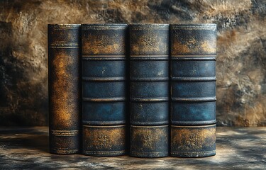 Vintage book collection mockup on library shelf

