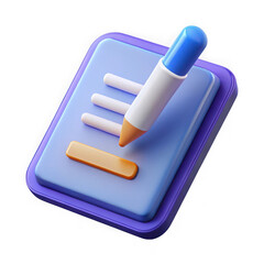 3d render of a form being filled with a pencil isolated on transparent background