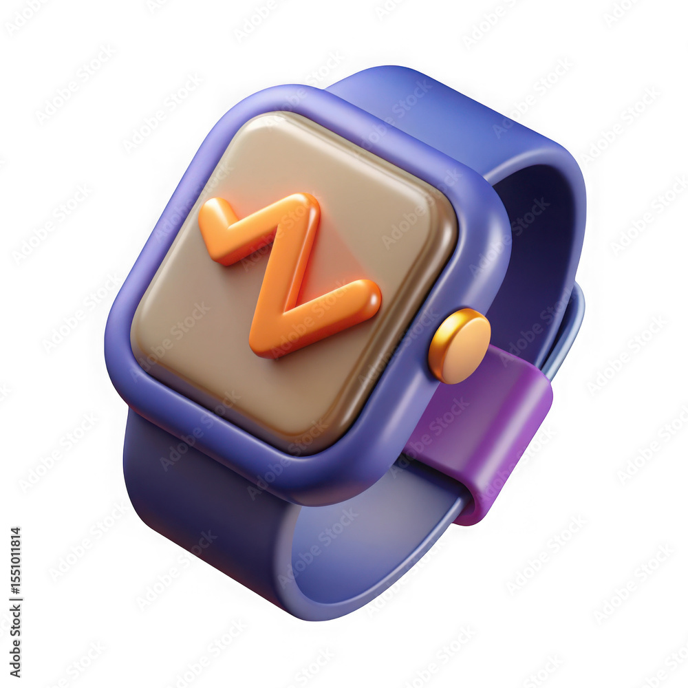 Poster 3d render of smartwatch with pulse icon isolated on transparent background