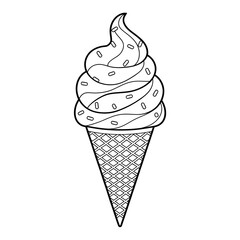 A black and white ice cream illustration line art of a coloring page