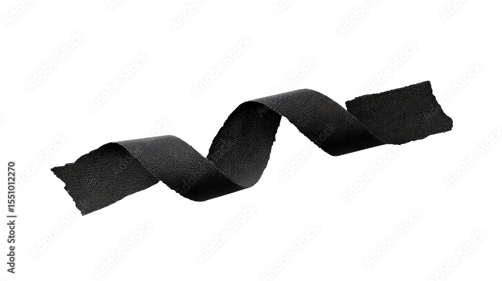 Poster black ribbon isolated on transparent background with smooth curve