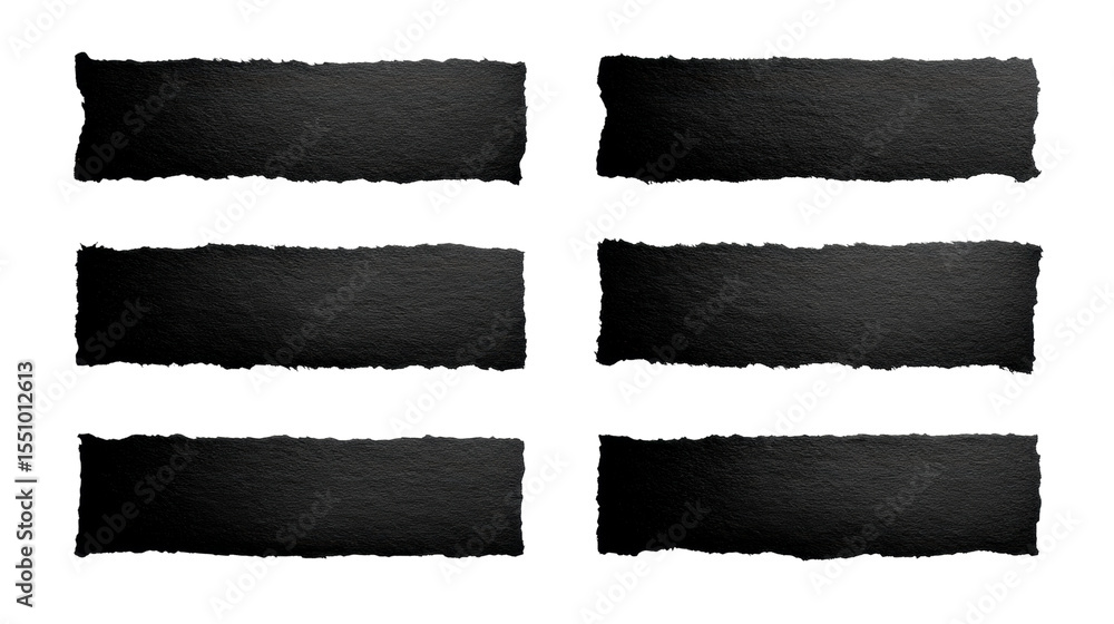 Poster torn paper strips isolated transparent background with rough edges