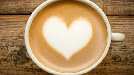 Heart-shaped latte art in a ceramic cup, radiating warmth and craftsmanship