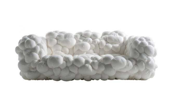 White, puffy, sculptural couch