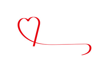 Red heart on white background, handwritten
