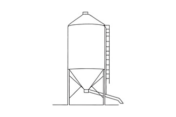 Feed Storage Silo continuous one line drawing minimalism design
