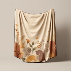 Customize the cartoon blanket mockup with your own design in the blank space.