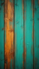 Obraz premium Rustic Teal and Brown Wooden Plank Texture Background
