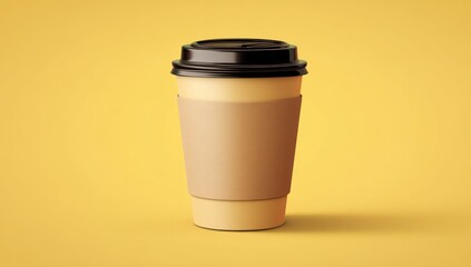 Cartoon coffee cup mockup with blank space for adding your custom logo or branding.