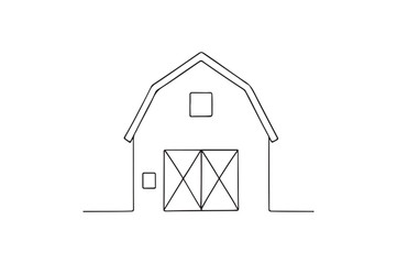 Obraz premium Classic Barn Front continuous one line drawing minimalism design