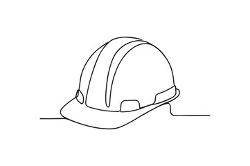 Construction Helmet continuous one line drawing minimalism design