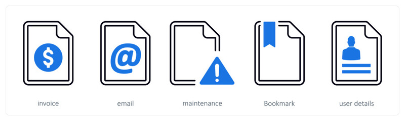 A set of 5 mix icons as invoice, email, maintenanc