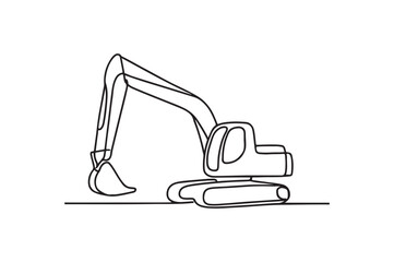 Excavator continuous one line drawing minimalism design