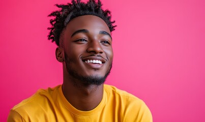 Portrait of young man, radiating confidence and vitality in a bright and engaging studio portrait, Generative AI