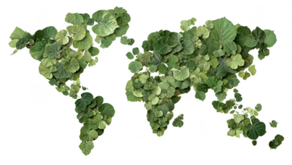World map composed of green leaves (1)