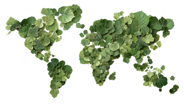 World map composed of green leaves (1) - Powered by Adobe