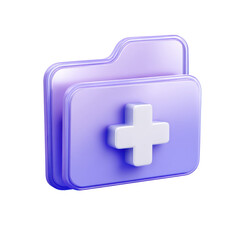 Obraz premium 3D Render of a Transparent Purple Folder Icon with a White Plus Sign Symbolizing Adding New Content or Safety Measures