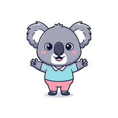 Naklejka premium Cartoon Koala Character with Blue Shirt and Pink Shorts Illustration.