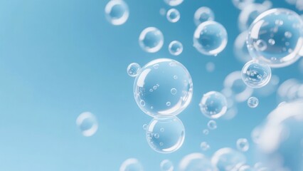 Bubbles Floating in a Blue Gradient Background