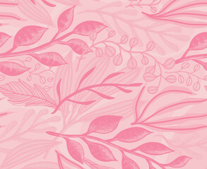 Abstract modern minimalist botanical seamless flow pattern in shades of pink
