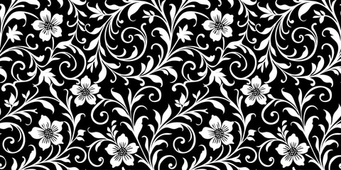 Seamless decorative floral damask wallpaper pattern