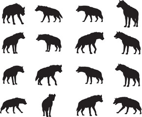 Collection of Hyena Silhouettes in Various Poses