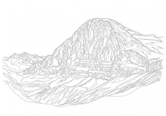 Poster Eiger North Face in Switzerland one line drawing