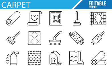 Home Flooring and Carpet Cleaning Tools Icon Set