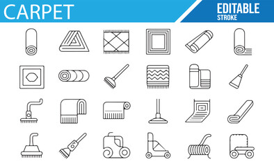 Vector Icons for Carpet Care, Cleaning, and Household Maintenance