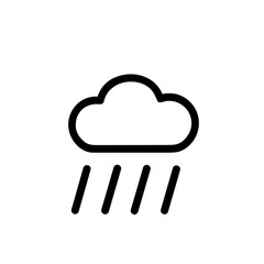 Simple Outline Rainfall Cloud with Dripping Line for Weather Icon