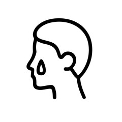 Outline Simple Face Sad Crying Line Art Icon Illustration