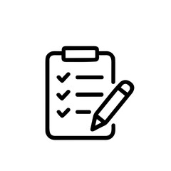Minimalist Outline Clipboard Checklist with Pencil Shape Symbol Icon