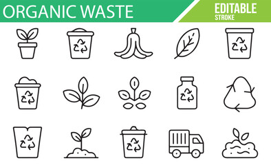 Eco-Friendly Icons for Organic Waste Disposal and Recycling