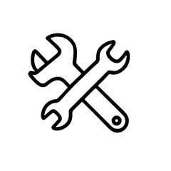 Minimalist Outline Crossed Wrench Tool Icon for Repair and Maintenance Service