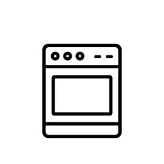 Simple Outline Style Cooking Oven Isolated on White Background Icon