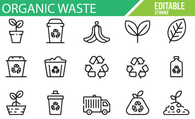 Recycling and Organic Waste Management Icons Set