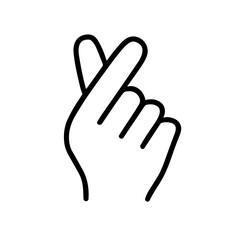 Simple Lineart Finger Heart Korean Love Sign Hand Gesture Icon