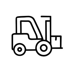 Minimalist Outline Forklift Truck Construction Vehicle Machine Industrial Icon