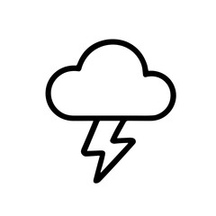 Simple Line Art Cloud Lightning Bolt Weather Forecast Outline Icon