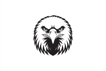  Vector Eagle Head Logo with Stylized Feathers and Intense Glare for Sports or Mascot Use
