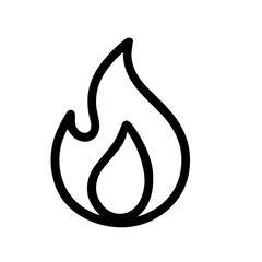 Simple Line Drawn Fire Flame Icon Isolated Shape Illustration