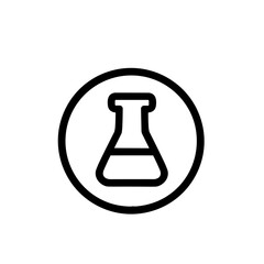 Simple Outline Circle Chemistry Flask Experiment Symbol Icon