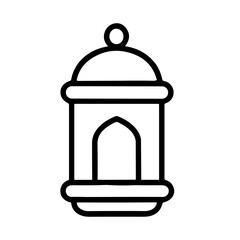 Simple Line Art Lantern Decorative Element for Ramadan Celebration Icon