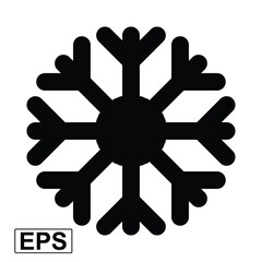 Black Snowflake Icon Isolated on White Background – Winter Weather Symbol Vector for Cold Climate, Frozen Season, Christmas, Holiday Decor, or UI Design