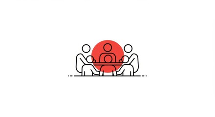 Teamwork Icon: Collaborative Meeting Around Table