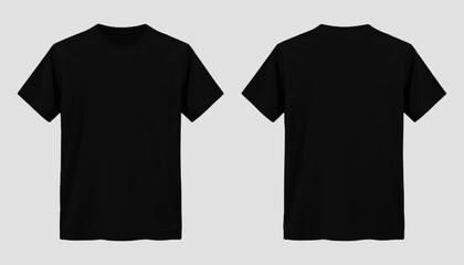 Mockup of a plain black t-shirt, front and back view
