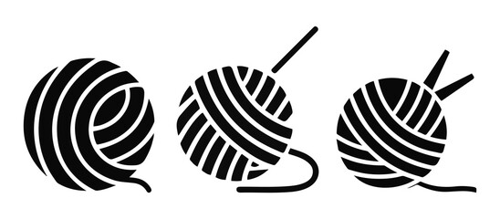 Yarn Ball Icon Set vector illustration.