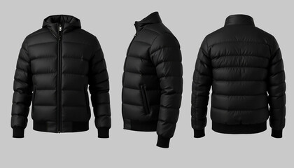 Black puffer jacket with hood