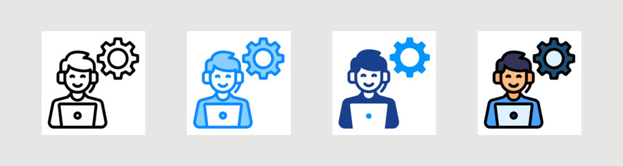 Call Center Support Icon Collection Set Multiple Style