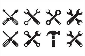 Crossed Tool Icons for Mechanical and DIY Concepts